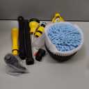 Rotating Car Wash Brush with Hose Attachment, Car Wash Brush with Long Handle & Soap Dispenser, Water-Powered 360° Spin Wash Brush Kit with Spray Gun & 5-Pattern Nozzle for Cars, RVs, Trucks