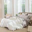MooMee Gingham Sheet Set 100% Washed Cotton Linen Like Textured Breathable Soft w/Fully Elasticized 16-19" Deep Pocket (Classic Gingham Brown, King)