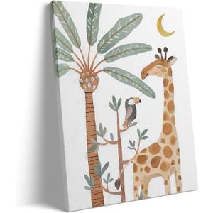 B.B.F MAKE Whimsical Framed Canvas Wall Art Kids Room Decor Giraffe and Tropical Bird Poster Print Jungle Safari Oil Painting Vintage Animal Artwork for Nursery Bedroom Wall Home Decoration, 11x14inch (11L" x 14W") B.B.F MAKE Whimsical Framed Canvas Wall Art Kids Room Decor Giraffe and Tropical Bird Poster Print Jungle Safari Oil Painting Vintage Animal Artwork for Nursery Bedroom Wall Home Decoration, 11x14inch (11L" x 14W")