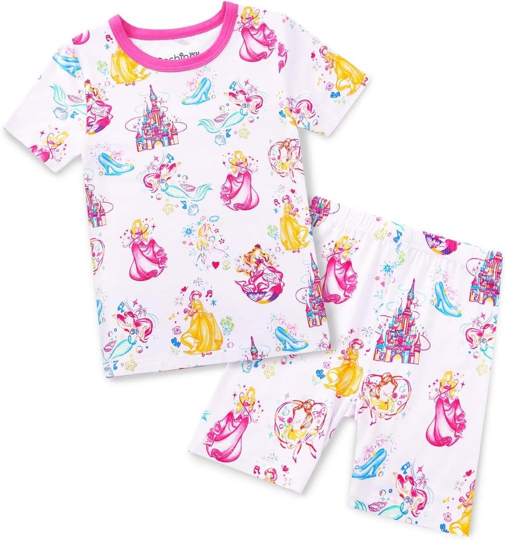 babee Reshinee Bamboo Viscose Toddler Unicorn Mermaid Girls Kids Pajamas Short Sleeve Summer Cool Snug fit Pjs 4-5T (Purple)