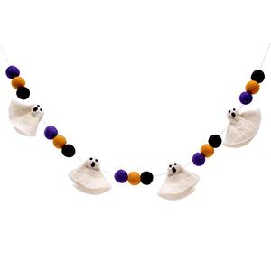 Glaciart One Felt Balls + Ghosts Garland - Easy to Hang Halloween Party Banner Decoration - 100% New Zealand Wool, Hand-Felted in Nepal - 5' Long, 15 Purple, Orange & Black Pom Poms, 4 Ghost Ornaments Glaciart One Felt Balls + Ghosts Garland - Easy to Hang Halloween Party Banner Decoration - 100% New Zealand Wool, Hand-Felted in Nepal - 5' Long, 15 Purple, Orange & Black Pom Poms, 4 Ghost Ornaments