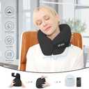 2in1 Ergonomic Memory Foam Travel Neck Pillow  2025 Upgrade Travel Pillow for All Sleep Positions on Flights, Road Trips, and Long Distance Travel with Drawstring Bag (Adjustable - Black)