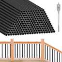 Yaocom 120 Pack 32" Aluminum Deck Balusters 3/4" Black Metal Railing, Hollow Round Outdoor Porch Spindles Indoor Stair Railing for Wood and Composite Deck
