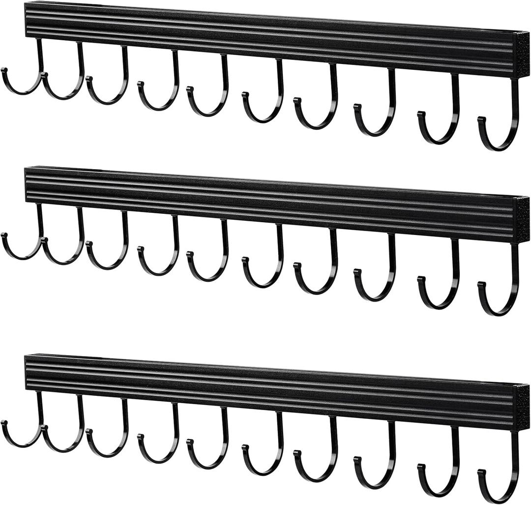 NiHome Aluminous Hat Rack Organizer for Space-Saving Wall, Closet, Door Storage, Flexible Hooks and Clips for Baseball Caps, Coats, Towels - Offers Adhesive and Drill Mounting Options, 2 Packs