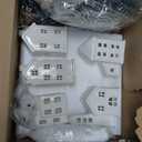 JETEHO Ceramic Christmas Village Houses 5 Pcs White Houses & 9 Pcs Trees & Fake Snow Farmhouse Christmas Decorations Indoor for Home Table Mantle Fireplace