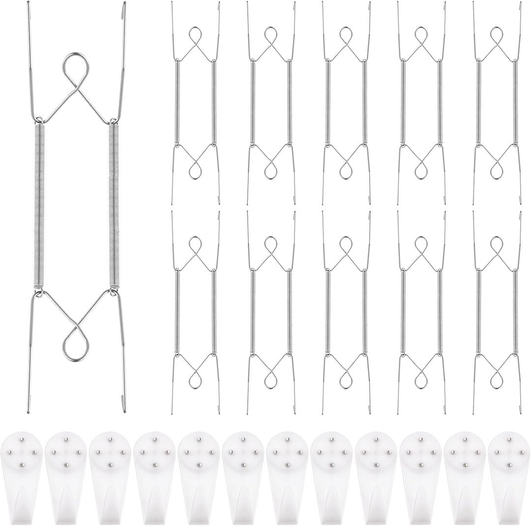 30 Pack Plate Hanger for Wall Upgraded Wall Plate Hangers with 30 Pieces Hooks Stainless Steel Wire Holders Compatible with Decorative Dishes(10 Inch)
