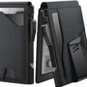 typecase Tactical Wallet for Men Card Holder: Pop Up Card Case, Genuine Leather, Smart, RFID Blocking, Slim, Minimalist, Thin, Front Pocket - 13 Card Capacitiy, ID Window, Money Clip (Dark Black)