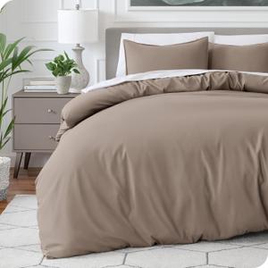 Bare Home Bedding Duvet Cover Queen Size - Premium 1800 Super Soft Collection - Lightweight, Cooling Duvet Cover - Soft Breathable Bedding (Queen, Taupe) (09 - Taupe (No Comforter))
