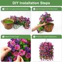 INQCMY Artificial Flowers for Outdoor Spring Summer Decoration Faux Silk Morning Glory Fake Hanging Flowers UV Resistant Look Real for Home Porch (3Pcs Fuchsia&Purple +1 Basket)