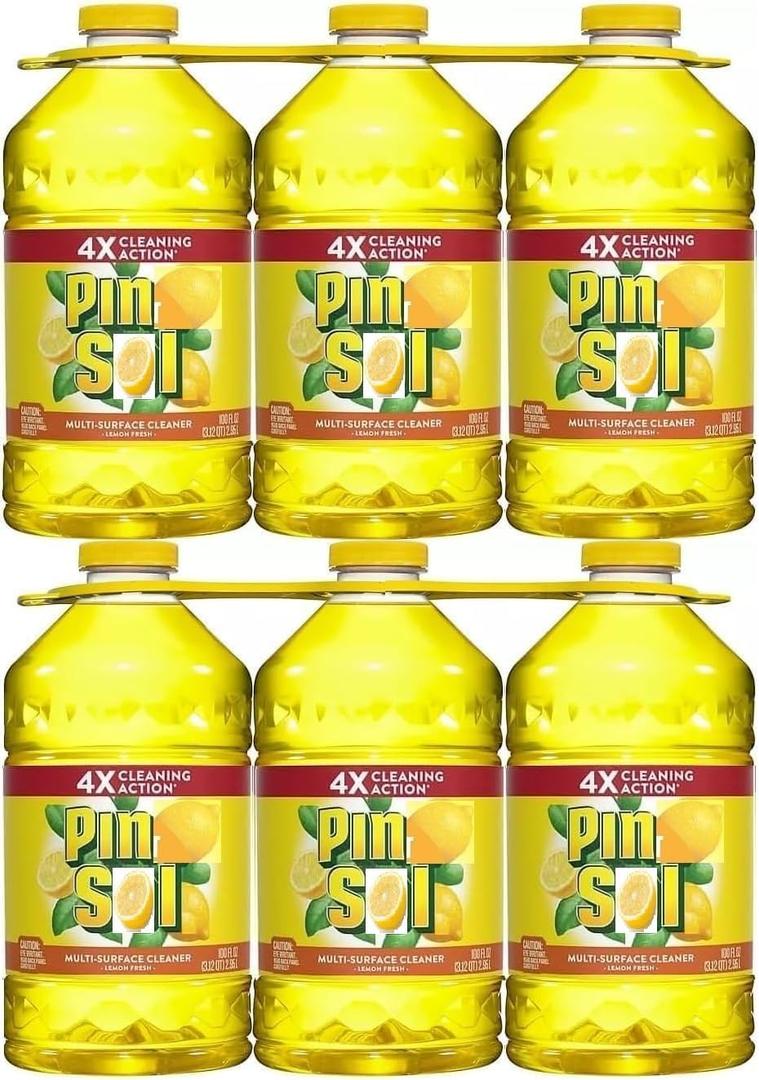 Pinesol Multi-Surface Cleaner  All-Purpose Deodorizer Lemon Fresh, Concentrated Formula 4x Cleaning Action  Multi-Purpose Cleaner for Bathroom, Kitchen 100 Fl Oz Each (Case of 6 Makes 300 Gallons)