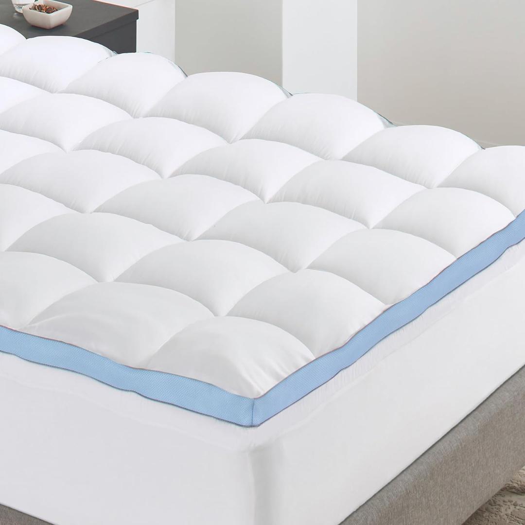 California Design Den California King Mattress Topper, Thick Cooling Pillow Top Cal King Mattress Topper for Restful Sleep, 900 GSM Fill, Breathable & Gentle on Skin