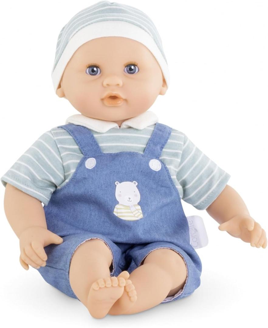 Corolle Bb Calin Mael Boy Baby Doll - 12" Soft Body Doll with Blue Outfit, Sleeping Eyes That Open and Close, Vanilla Scented, Mon Premier Poupon Collection for Ages 18 Months and up