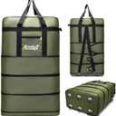 Expandable Extra Large Travel Oxford Duffel Bag with Wheels Waterproof Lightweight Traveling Foldable Suitcase (Green, L - 6 wheels)