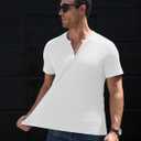 Waffle Henley Shirts for Men Short Sleeve Button Tops Casual Basic T Shirts Lightweight Summer Tees Knit 3 Pack (XL)