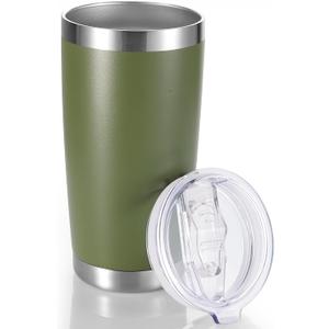 20 oz Tumbler Stainless Steel Tumblers with Lid Double Wall Vacuum Insulated Coffee Mug 20oz Powder Coated Cup for Hot and Cold Drinks, Army Green, 1 pack