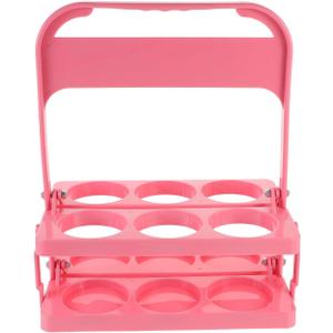 Kichvoe Foldable Drink Carrier with Handle for 6 Water Bottles 2 Liter Capacity Portable Bottle Cradle Cup Holder for Football Coaches Outdoor Sports and Picnics (Pink)