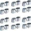12 Pcs 1-5/8" Chain Link Fence Panel Clamps, Dog Kennel Clamps for 1-5/8" OD Pipe, Galvanized Steel, for Round Pipe Panel Frame, Bolts & Nuts include