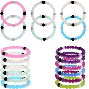 FROG SAC 6 Beaded Bracelets for Girls, Silicone Bracelet Pack for Kids, Cute Bead Bracelets, VSCO Girl Birthday Party Favors for Teens 5 Pack