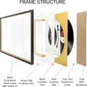 FramePro Record Frame with 2 Double Sided Mats (White over Gold), Jukebox Record Album Frames for 12x12 LP Covers, Vinyl Record Display, Black Picture Frame with Gold Trim, Pack of 2