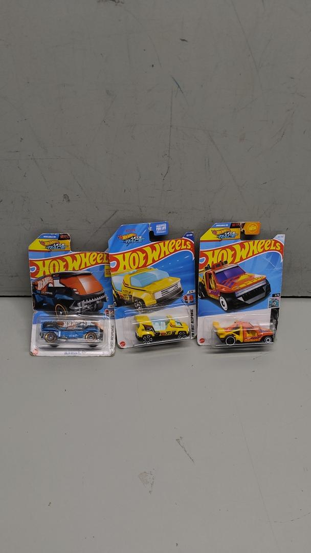 Pack Of 3 Hot Wheels Cars (Lolux, Baja Bison, Rapid pulse)