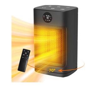 Space Heaters for Indoor Use, 1500W Portable Heaters with Remote and LED Display, PTC Ceramic Electric Heater with Thermostat, 70°Oscillation, 12H Timer, Desk Heater for office, Room Home Bedroom