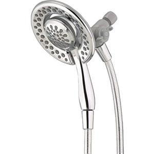 Delta 4-Setting In2ition 2-in-1 Dual Shower Head with HandHeld Spray, Chrome Detachable Shower Head with Hose, Showerhead, 1.75 GPM Flow Rate, Chrome 75486C