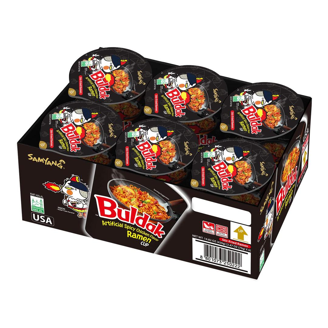 Samyang Buldak Spicy Hot Chicken Stir-Fried Cup Noodles (Pack of 6) BBD 01/11/2025