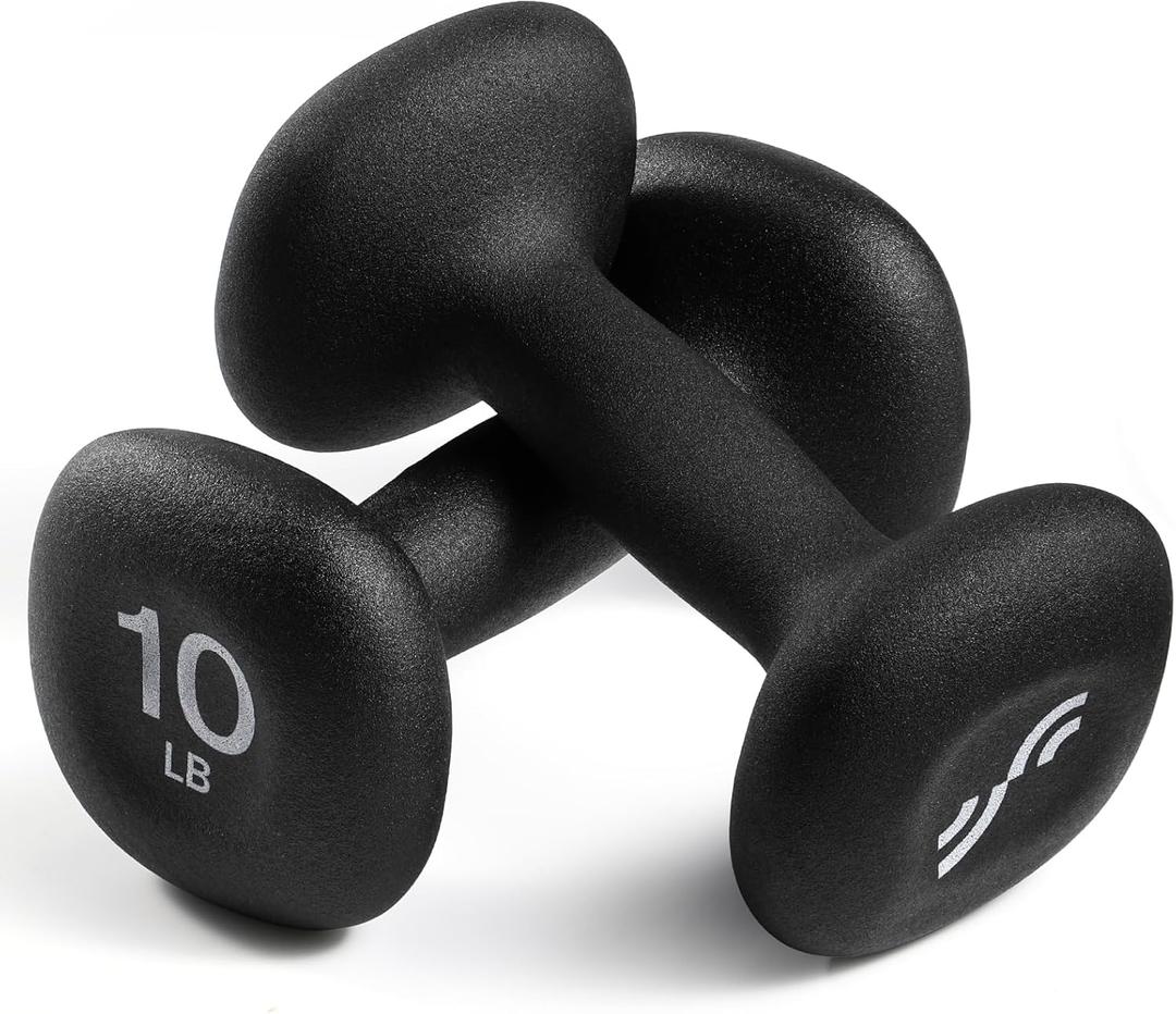 Sportneer Neoprene Dumbbells Set of 2 10lb Hand Weights for Women, Non-Slip Ergonomic Design, Anti-Roll Square Shape at Home Weights for Women