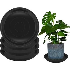 4 Pack 16 Inch Round Plant Saucers for Less 14 Inch Pot Indoors Outdoors Plant Trays for Pots Planter Saucer Plastic Drip Tray Planter Water Tray(Black, 16"(4pcs))