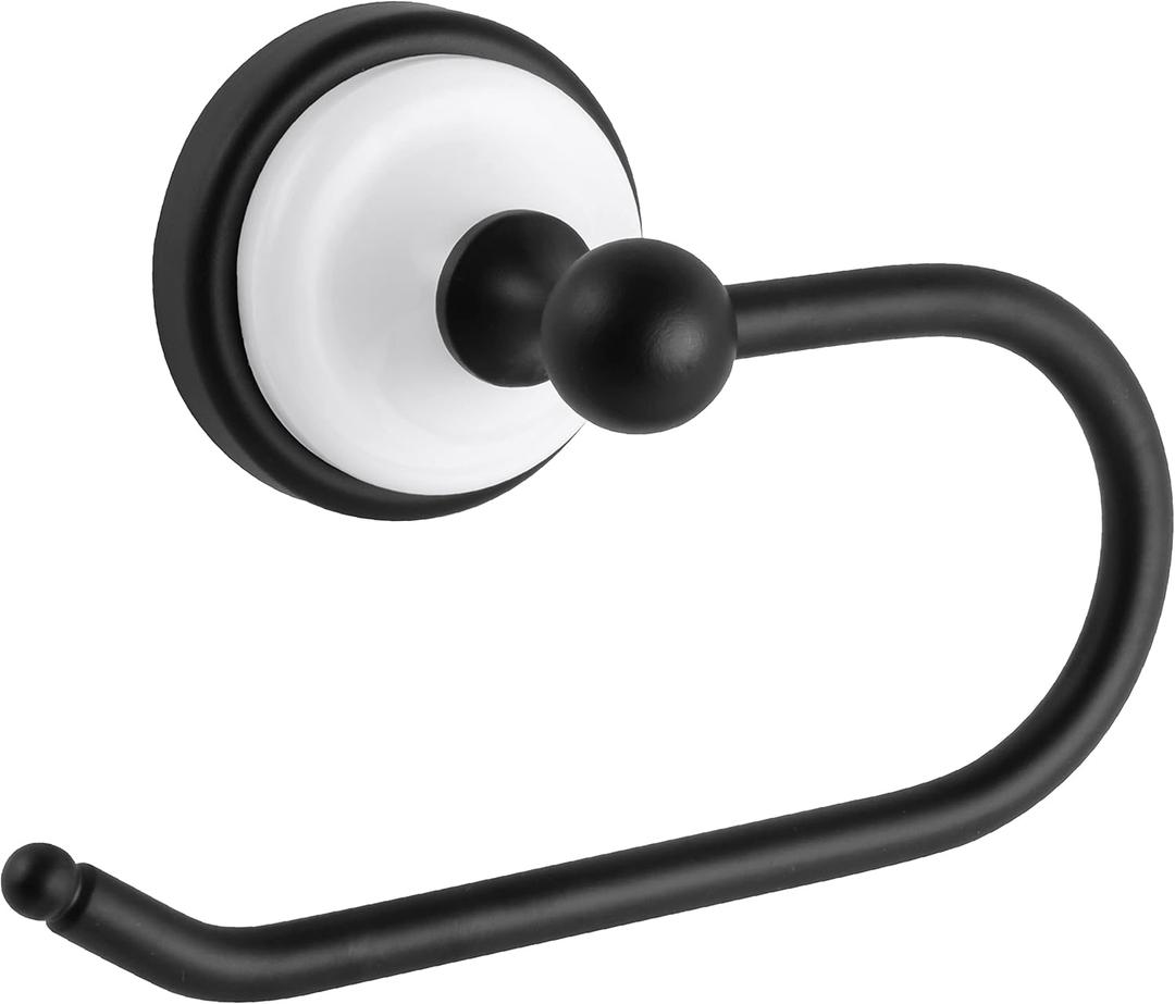 Design House 559294 Savannah Toilet Paper Holder Wall Mounted for Bathroom, Matte Black and White