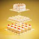 PinCute Acrylic Cupcake Stand, 3 Tier Cupcake Tower Holder with LED String Light, Dessert Table Display Cake Stand for Birthday Candy Bar Weddings Party Dcor, Yellow Light