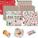 240 Pcs Christmas Wax Paper Dry Waxed Deli Paper Sheets 12x12 inch Sandwich Wrap Papers Winter Decorative Food Basket Liner Waterproof Greaseproof Food Papers Sheets for Home Kitchen Xmas New Year