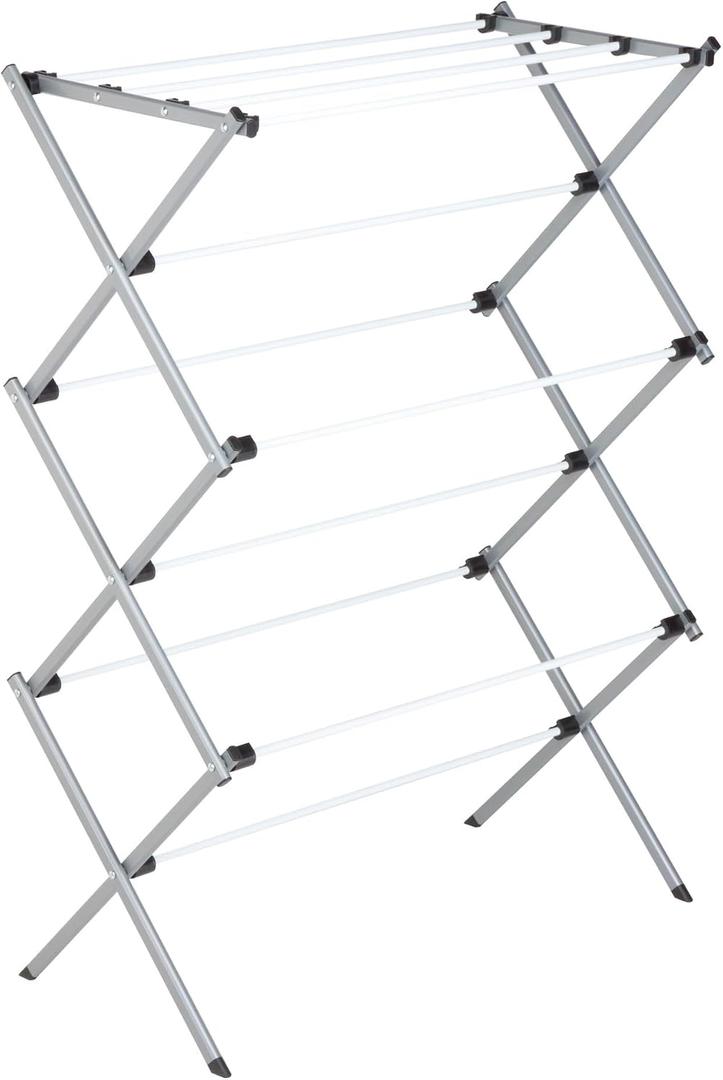 Honey-Can-Do Deluxe Metal Collapsible Clothes Drying Rack, 50 lbs, 29" x 14.2" x 42.1", White & Grey