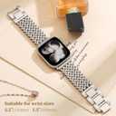 Metal Band Compatible with Apple Watch Bands for Women Dressy Stainless Steel Link Bracelet, Designer Strap for iWatch Series, Starlight, 38mm/40mm/41mm/(42mm-Series 11 10)