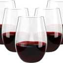 FOCUSLINE 20 Pack 16 Oz Plastic Wine Glasses, Stemless Plastic Wine Cups Heavy Duty, Unbreakable Disposable Wine Glasses for Wedding or Party