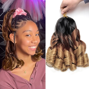 French Curl Braiding Hair 12Inch 8Packs French Curl Crochet Braids Short Curly Crochet Hair Bouncy Synthetic knotless Braiding Extension(1B/30/27, 12inch)