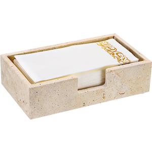 Sumnacon Guest Towel Holder for Bathroom, 9.9" x 5.6", Natural Travertine Guest Towel Napkin Holder Rectangle Paper Hand Towel Tray, Flat Dinner Napkin Holder for Table, Countertop, Bathroom Vanity (Beige)