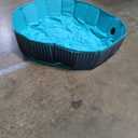 Dog Pool Extra Large Diameter 120 cm Foldable Non-Slip with Drain Valve Dog Paddling Pool Swimming Pool Blue
