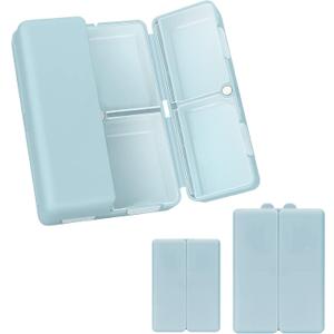 FYY 2 Pcs Daily Pill Organizer, 7 Compartments Portable Pill Case Travel Pill Organizer,[Folding Design] Pill Box for Purse Pocket to Hold Vitamins,Cod Liver Oil,Supplements and Medication-Blue (Large (1 Piece), Small (1 Piece))