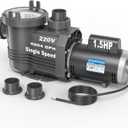 Aquastrong Riptide Series 1.5 HP In/Above Ground Pool Pump, 220V Single Speed, Up to 6,604 GPH High Flow, Pure Copper Motor, Energy Efficient, Self Priming with Filter Basket