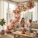 Dusty Pink Balloons, 60Pcs Pastel Light Pink and White Balloon Beige Sand White Champagne Gold Latex Neutral Balloons for Women Birthday Boho Wedding Baby Bridal Shower Party Mothers Day Decorations