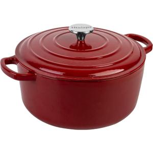 Enameled Cast Iron Dutch Oven Pot with Lid, 5.7 Quart Dutch Oven for Bread Baking, Oven Safe up to 500 F, Suitable for Bread Baking, Braising, Roasting, Stews, Red