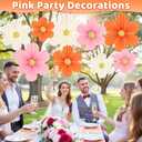 Pink and Orange Party Decorations Pink Paper Flowers Decorations for Wall 9pcs with 9 Gold Glitter Floral Centers Paper Fans Floral Backdrop Flower Wall Decor for Birthday Classroom Baby Shower, Guide