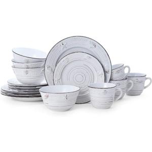 Pfaltzgraff Trellis Coastal 16-Piece Dinnerware Set, Service For 4, White (Coastal White)