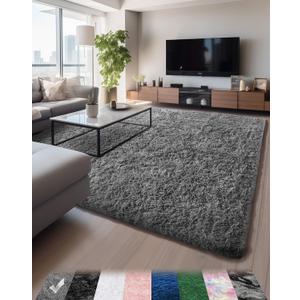 Ophanie Upgrade 6x9 Rugs for Living Room,Grey Fluffy Carpet Large Fuzzy Plush Shag Comfy Soft, Non-Slip Indoor Floor Carpet,for Kids Boys Girls, Room,Bedroom,Playroom, Home Decor Aesthetic (6x9 Feet, 1-grey)