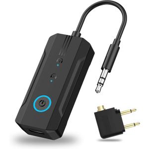 2026 Bluetooth 6.0 Transmitter Receiver, 2-in-1 Airplane Travel Adapter for 2 AirPods/Headphones, 3.5mm AUX for Flight/TV/Car, Compatible with Apple AirPods 1/2/3/4 & Pro 1/2/3