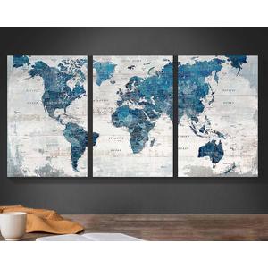 Office Wall Decor Large Wall Art for Living Room Canvas World Maps Framed Artwork for Walls Picture Paintings for Home Wall Decorations