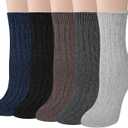 Loritta Wool Socks for Women, Winter Warm Stocking Stuffers Gifts for Women Cabin Crew Hiking Boot Socks (Large, C3-blue/Black/Brown/Dark Grey/Light Grey)