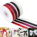 SoriDR 4 Rolls White&Black&Red&Wine Solid Satin Ribbon for Gift Wrapping Christmas Crafts,3/8" X 10 Yard Each Total 40 Yds Per Package