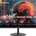 ArcticPro 24inch Computer Monitor, FHD 1080p, 144Hz Office and Gaming Monitor, IPS, Adaptive Sync, 110% sRGB, 1ms, 3-Sided Frameless, Ultra Slim, VESA Mountable, Anti-Blue Light Design, HDMI, DP